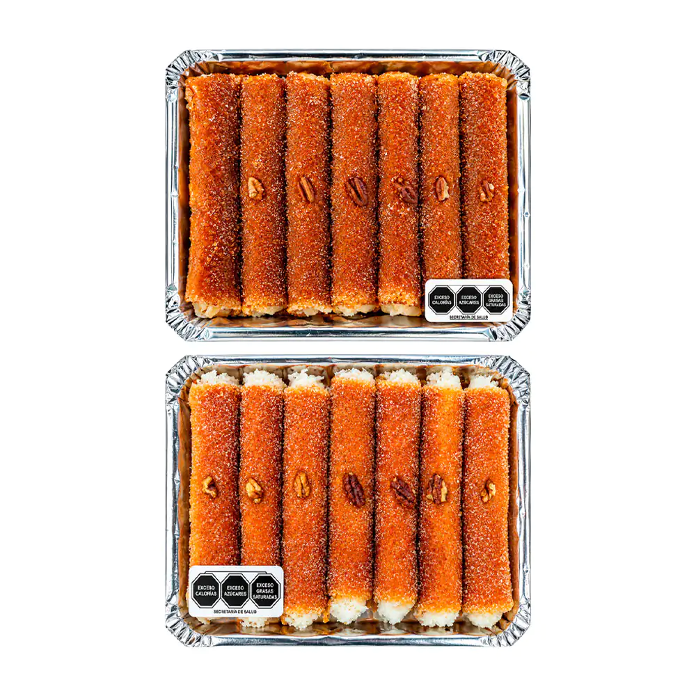 Charola con 7pza de dulce de guayaba en forma de flauta rellena cajet…