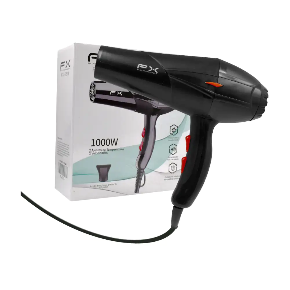 Secadora fx para el cabello con diseño tipo pistola, 1000w con 2 velocidades, variedad de colores