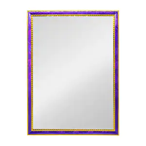 Espejo rectangular, marco con efecto tornasol y bordes en dorado, 26x…