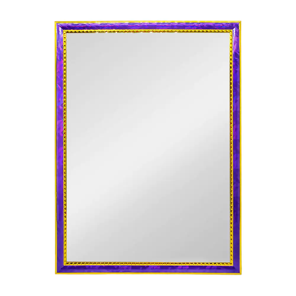 Espejo rectangular, marco con efecto tornasol y bordes en dorado, 26x34.5cm, variedad