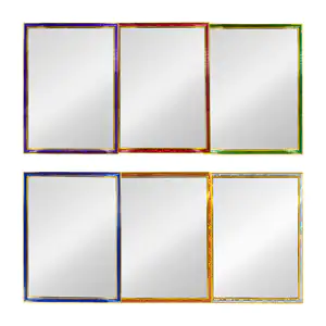 Espejo rectangular, marco con efecto tornasol y bordes en dorado, 30x…