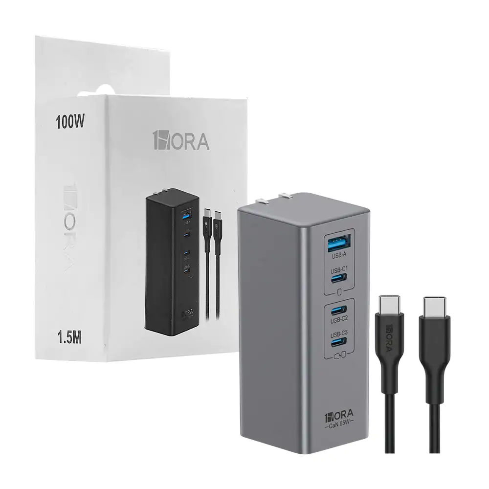 Combo cargador de carga rápida, 3 puertos usb-c y 1 usb-a, cable de t…