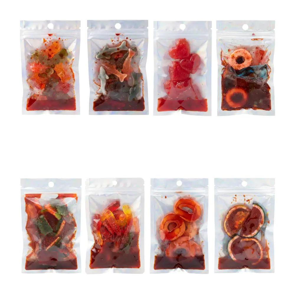 1pza bolsa con gomitas enchiladas y bañadas en chamoy, variedad de presentaciones / gomi.cha