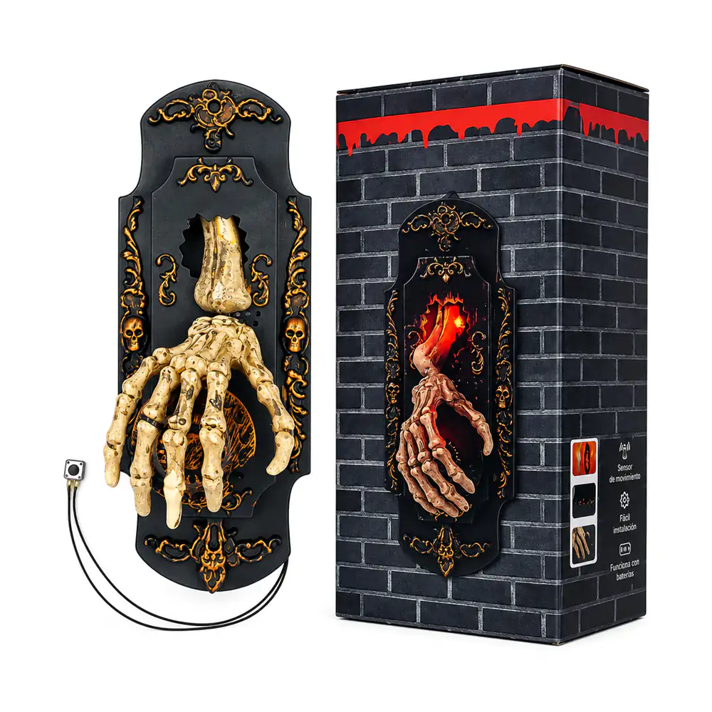 1pza perilla terrorífica con diseño antiguo, mano de esqueleto con luz y sonido / gui-3142
