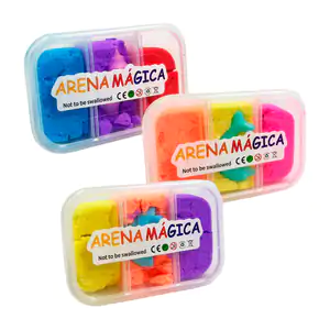 Recipiente tipo tupper rectangular con 3 tonos de arena mágica + mini…