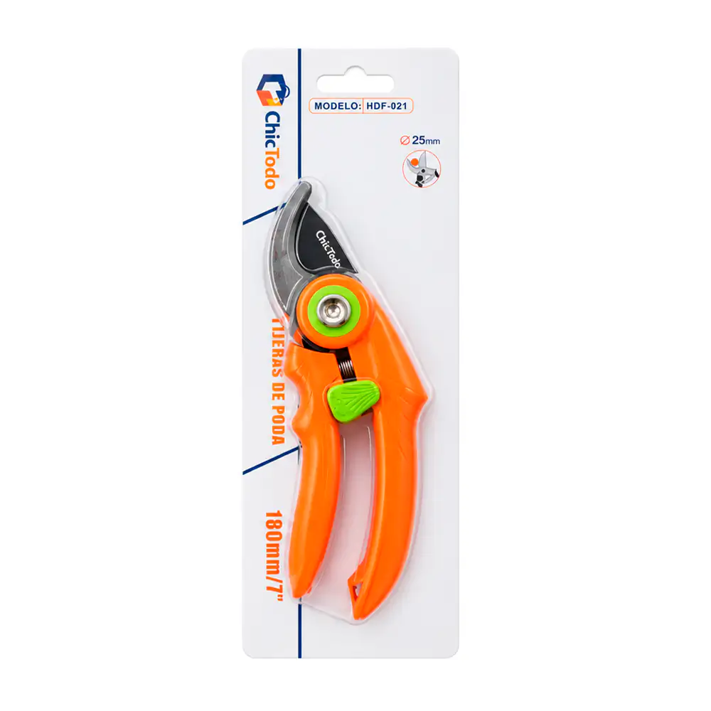 Blíster con tijera para podar de 7 in chictodo, mango de plástico con seguro, 180mm