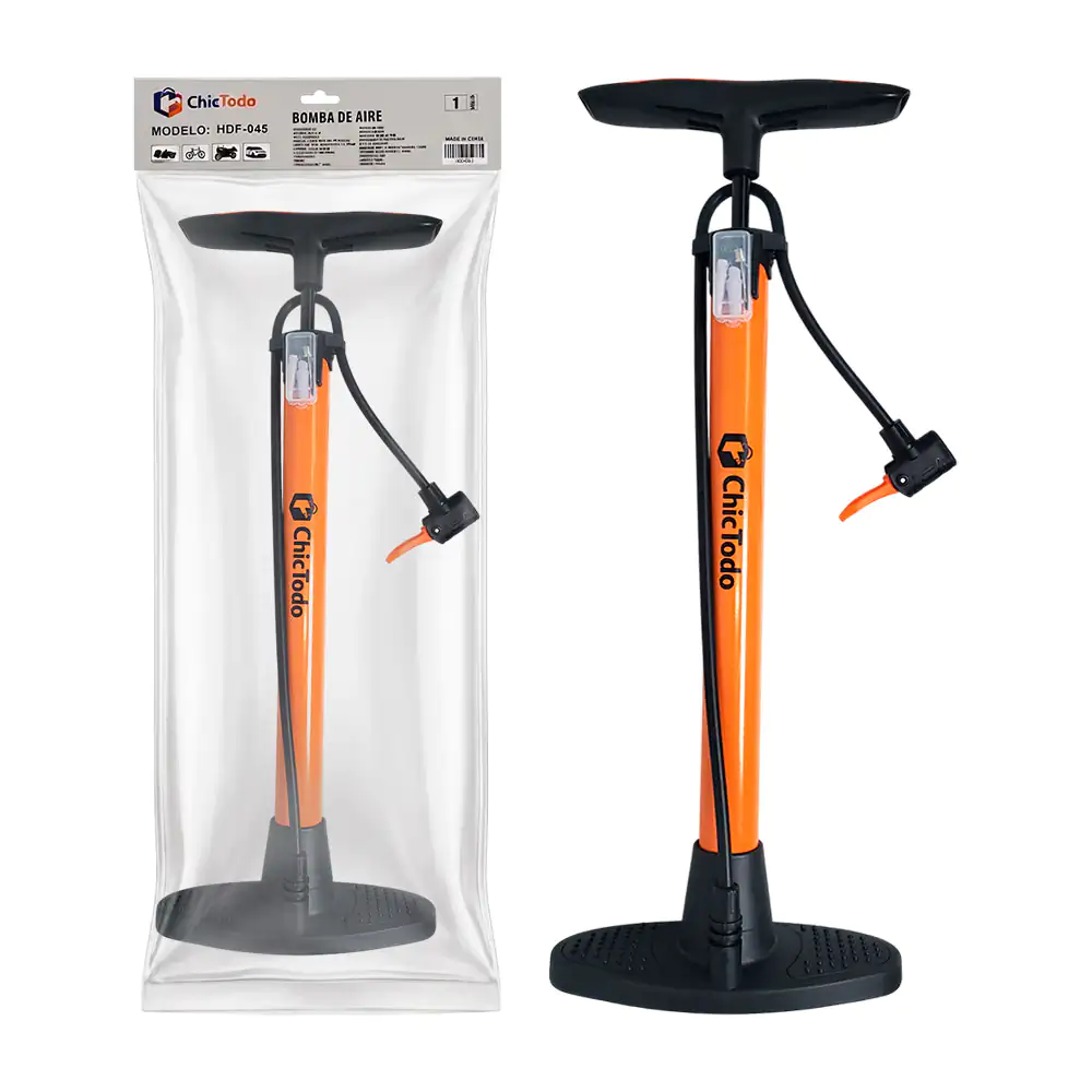 Bomba manual de aire chictodo con 3 válvulas intercambiables, aprox 58cm 