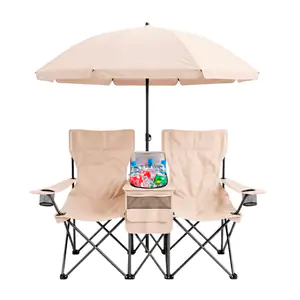 Kit de viaje con 2 Sillas plegables, 1 sombrilla y portavasos + mini …