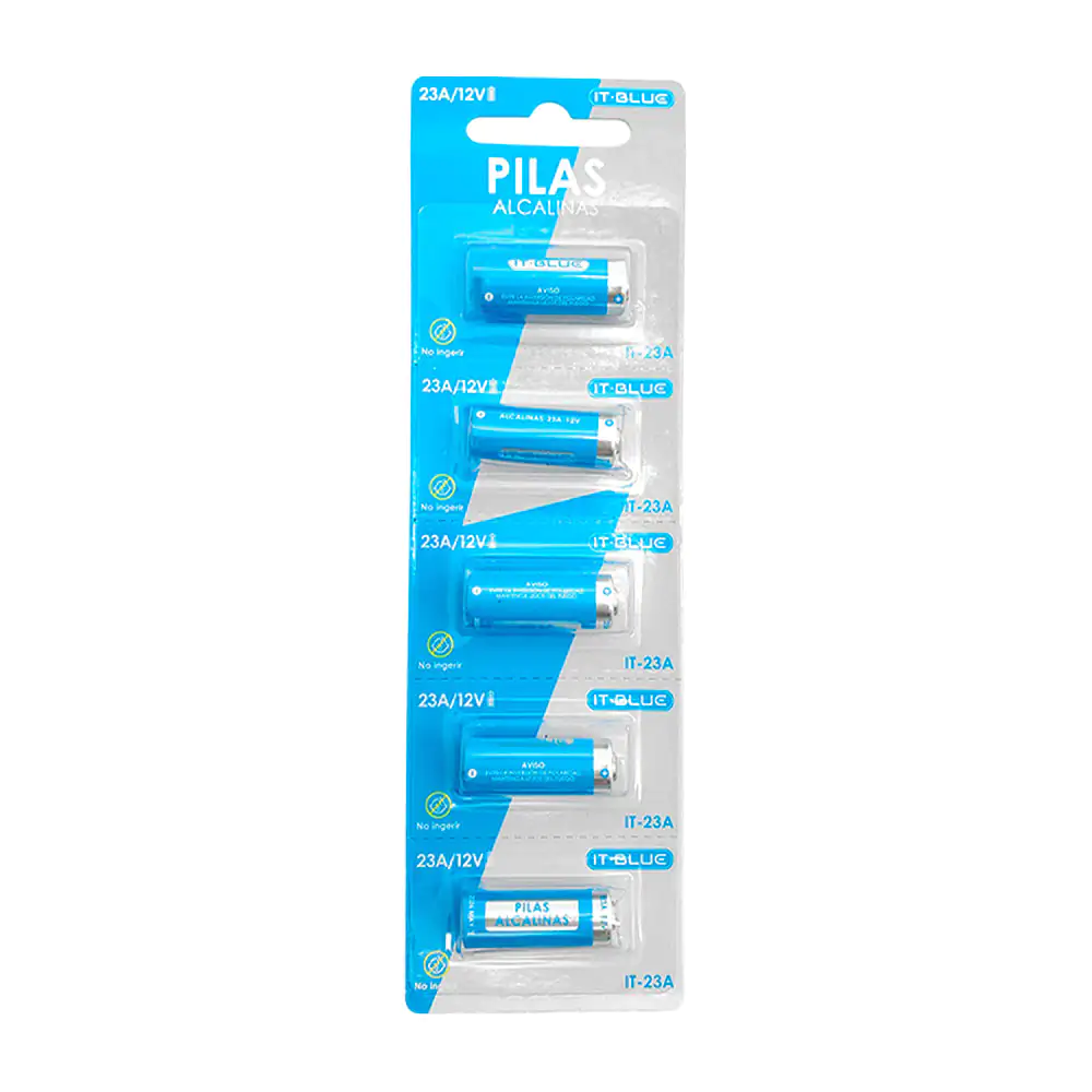 Planilla con 5 mini pilas - baterías alcalinas it blue de 23a - 12v
