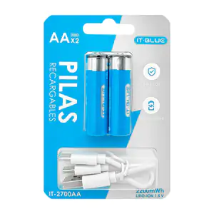 Blíster con 2 pilas - baterías recargables it blue de 2200mah doble a…