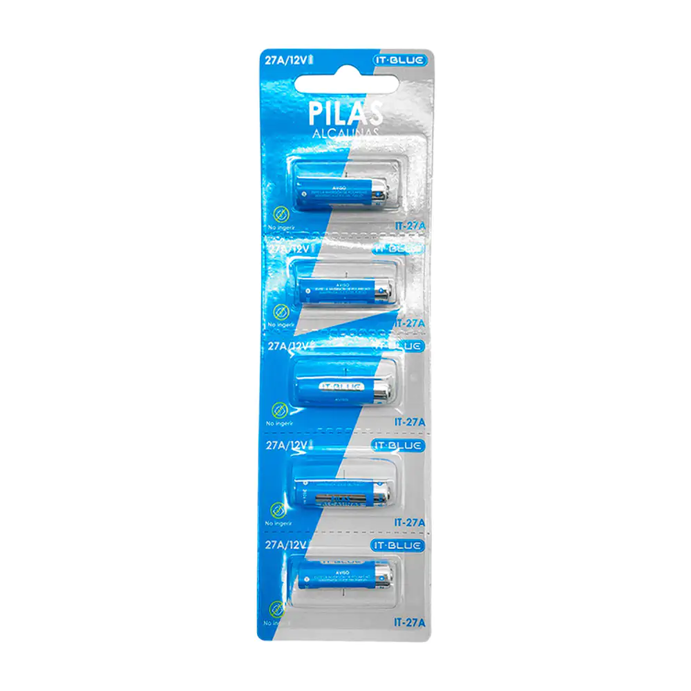Planilla con 5 mini pilas - baterías alcalinas it blue, 27ª / 12v
