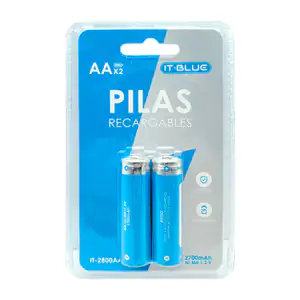 Blíster con 2 pilas baterías recargables it blue de 2700mah, doble aa