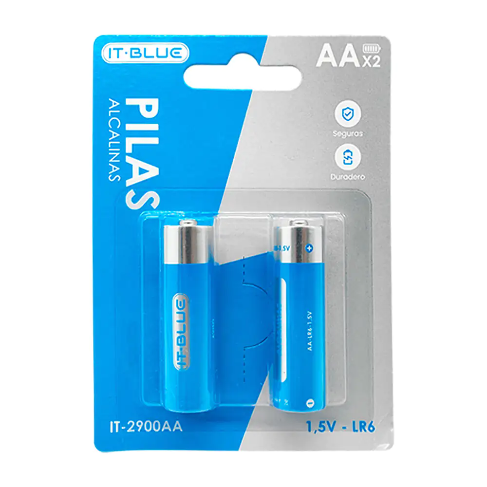 Blíster con 2 pilas baterías alcalinas it blue doble aa 