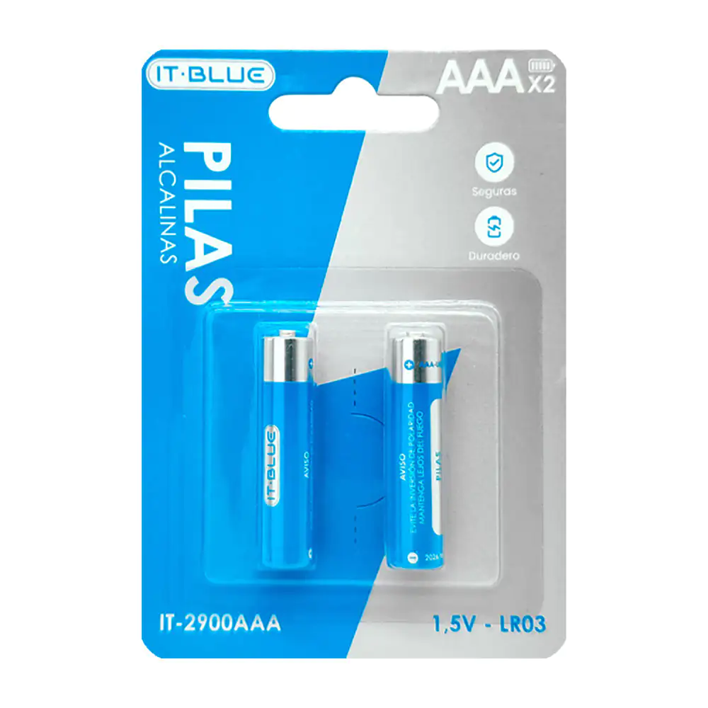 Blíster con 2 pilas - baterías alcalinas it blue triple aaa
