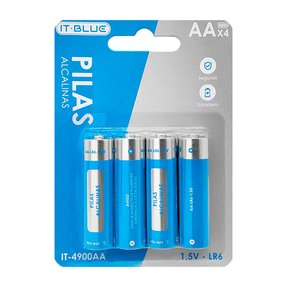 Blíster con 4 pilas - baterías alcalinas it blue doble aa