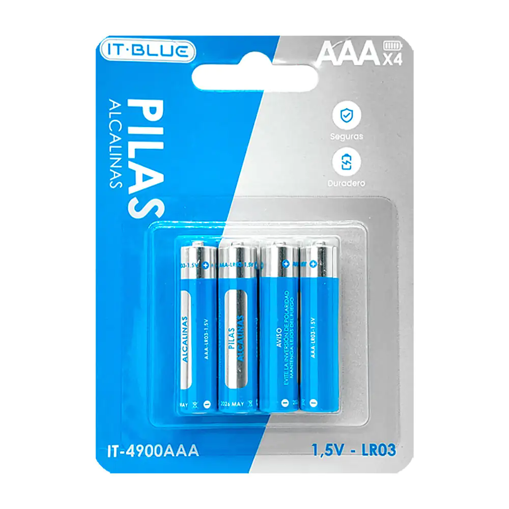 Blíster con 4 pilas - baterías alcalinas it blue triple aaa