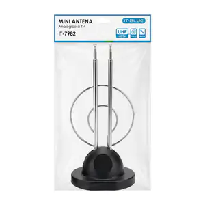 1pza Antena metálica para tv de tipo conejo plegable, con entrada coa…