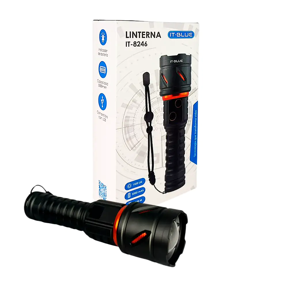 Lámpara táctica it blue con zoom ajustable y modos de iluminación intercambiable + correa 