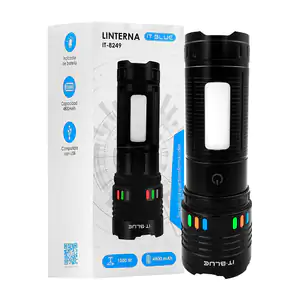 Linterna multifuncional, de alta potencia con luz lateral y enfoque t…