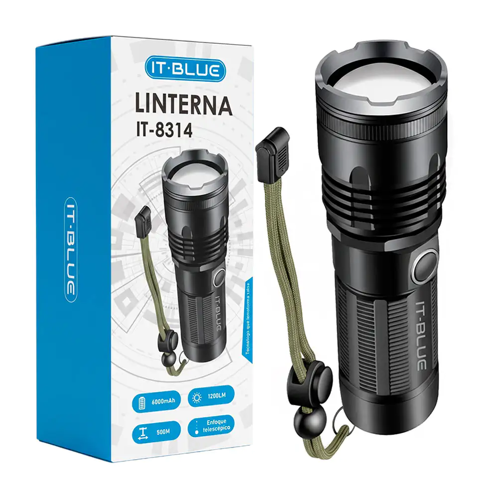 Lámpara recargable it blue con zoom ajustable y modos de iluminación intercambiable 