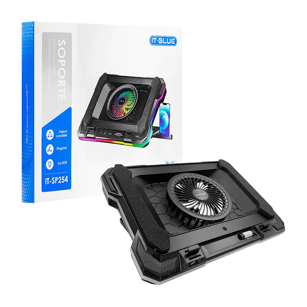 Base enfriadora portatil 5.5 turbo rgb para laptop, con soporte ajust…