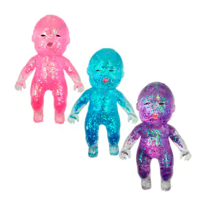 Squeeze antiestres pequeño con forma de bebé relleno de glitter, var…