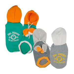 Ropa para mascota con capucha estampada v variedad de tallas y colore…
