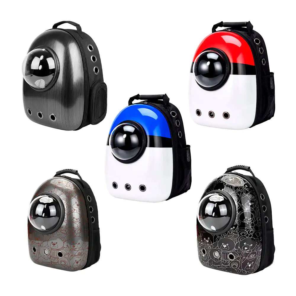 Mochila transportadora de mascotas con capsula pequeña transparente, variedad de diseños jr1146 / bag54