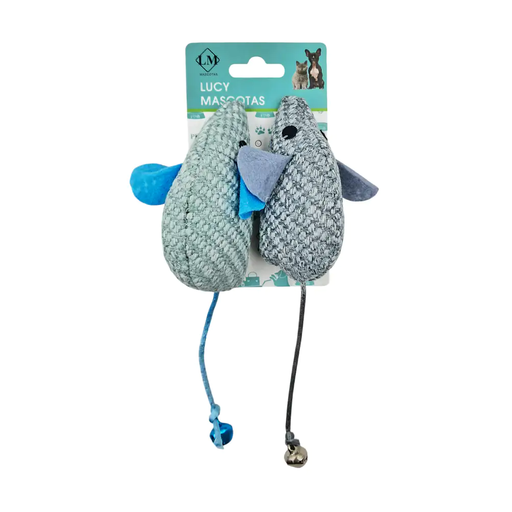 Paquete con 2 juguetes para gato con diseño de ratón y cola de cascab…