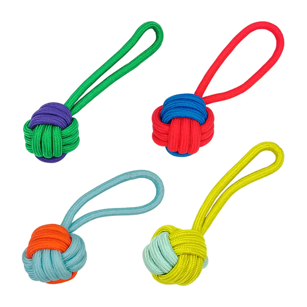 Juguete mordedera con pelota de cuerda para mascota, variedad de colores / jr2855