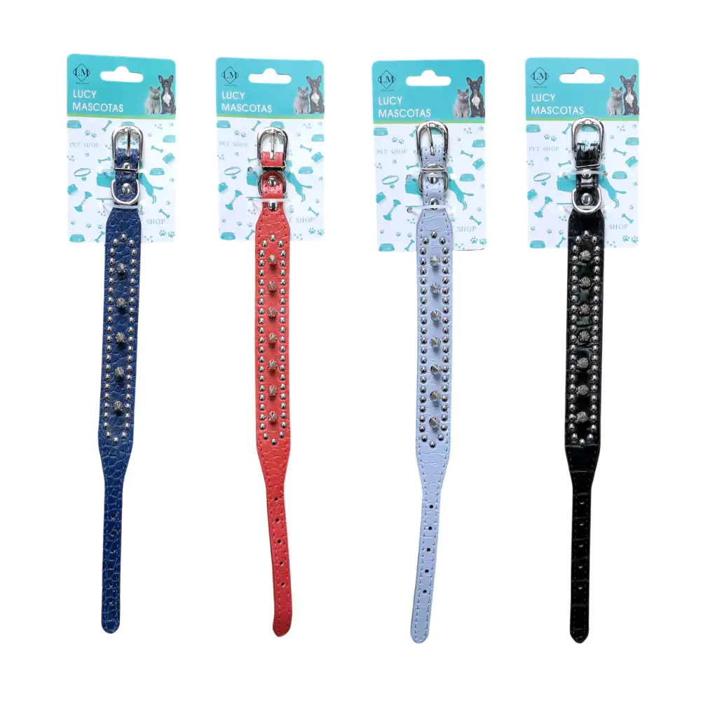 Collar para mascotas con diseño rudo de 36cm, tipo piel, variedad de colores