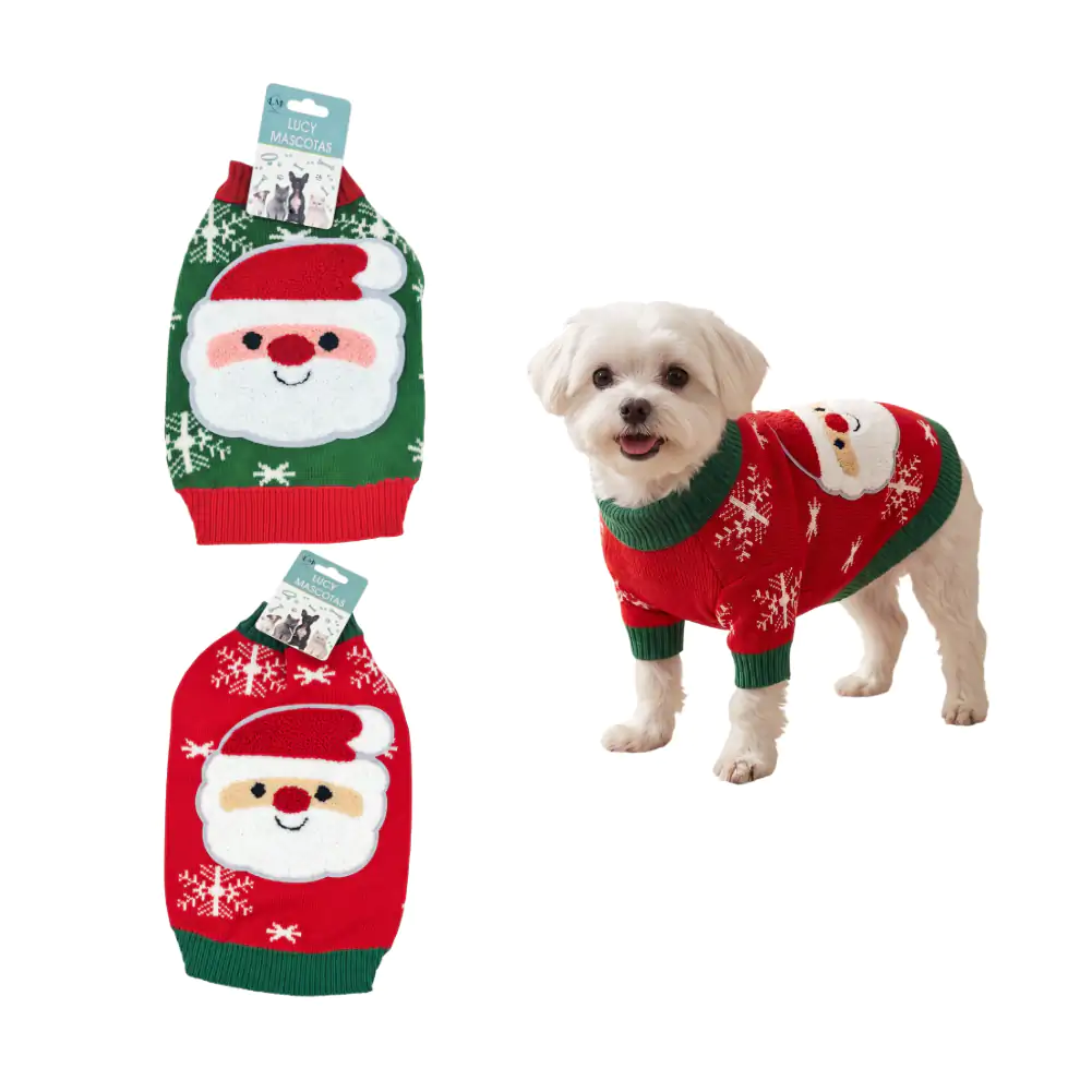 1pza suéter navideño para mascotas, estampado de santa Claus, variedad de tallas, transpirables