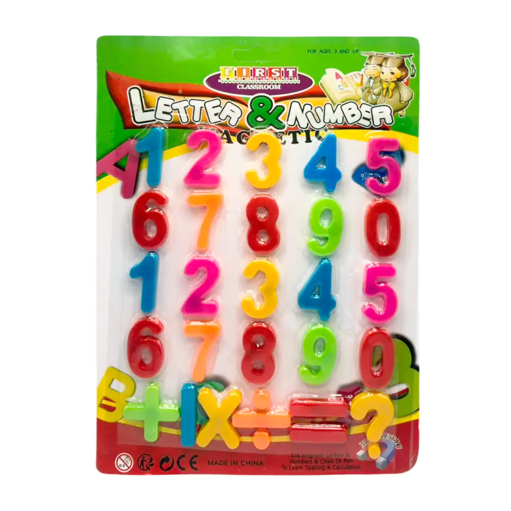 Juguete didáctico letter y number con 20  números magnéticos + 6 signos matemáticos