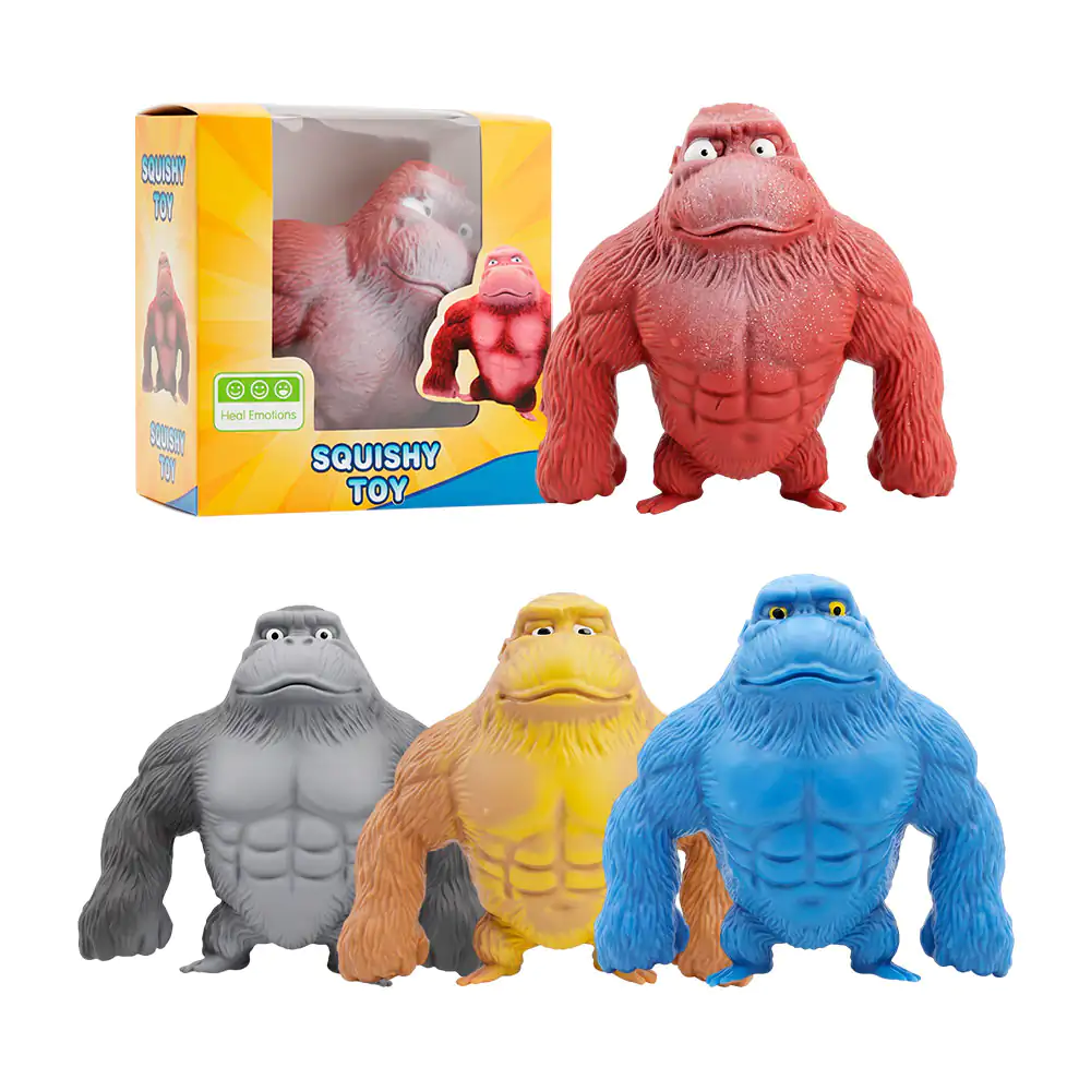 Squeeze antiestrés en forma de gorila, 11cm, variedad de colores