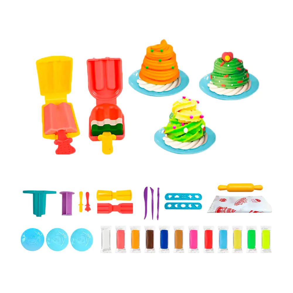 Kit de plastilina infantil con moldes de helados + accesorios, variedad de colores 