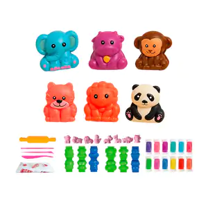 Kit de plastilina infantil con moldes de animales + accesorios, varie…