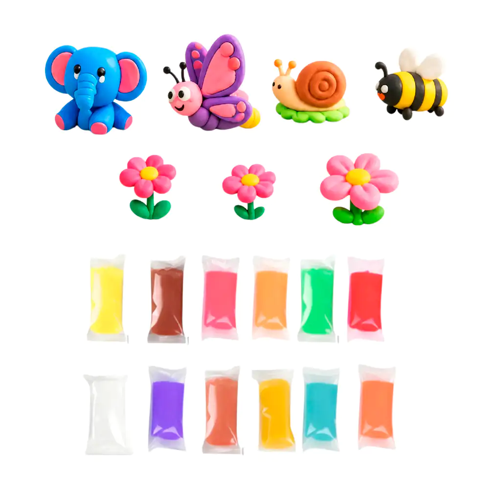 Paquete con 12 barras de plastilina moldeables con base de trigo, variedad de colores 