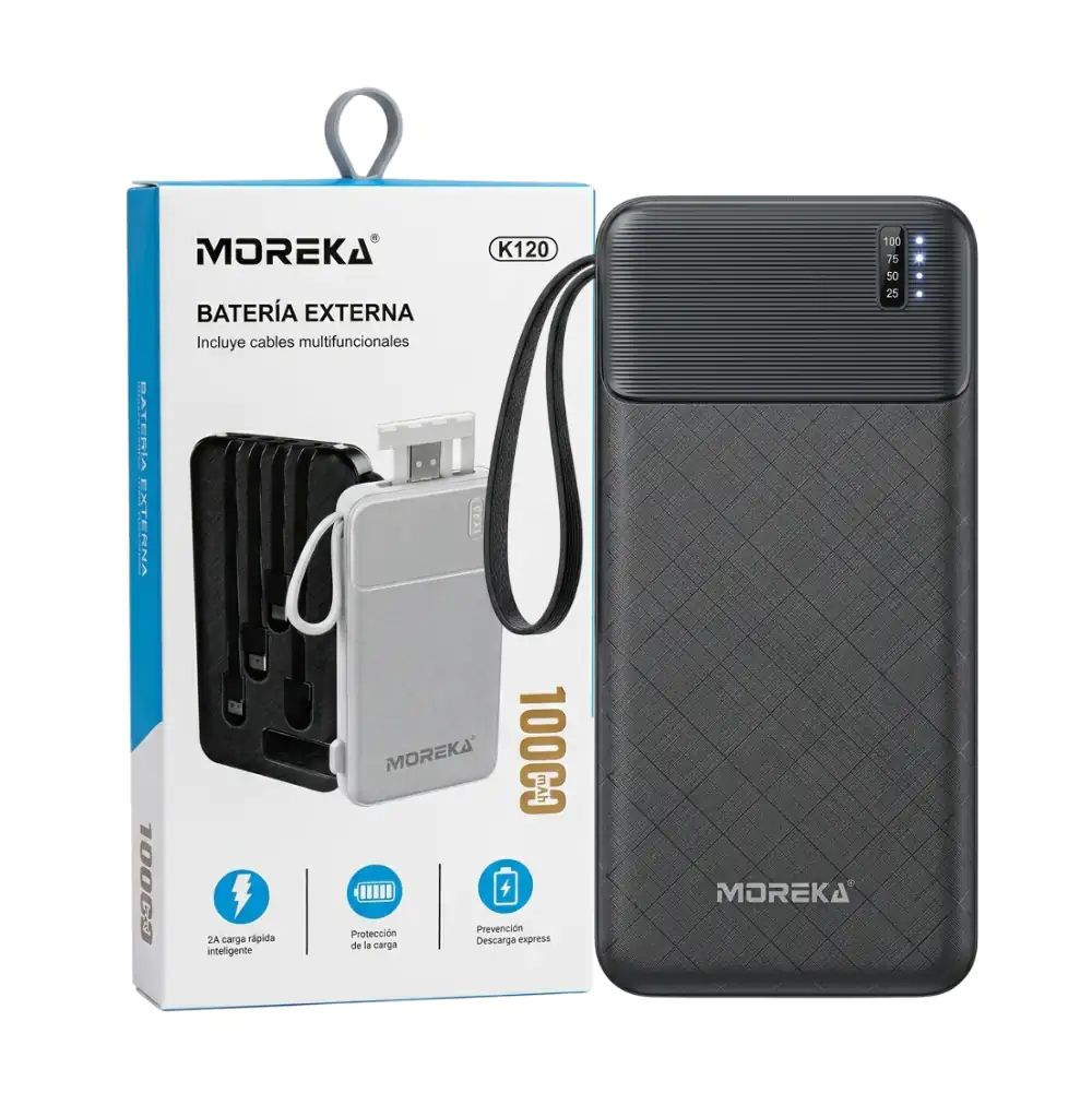 Power bank moreka 10000mah para múltiples dispositivos de carga + cab…