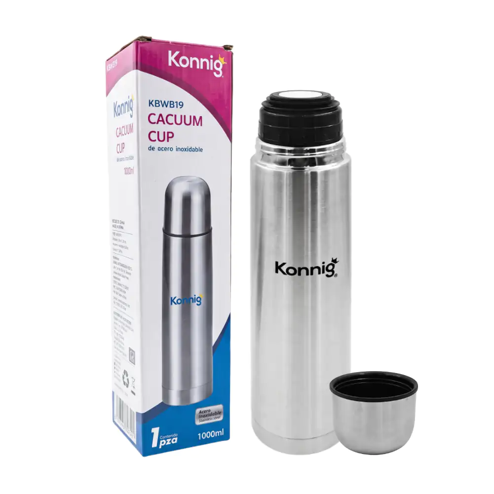 Termo konnig de acero inoxidable capacidad de 1l, tono plateado brillante / kbwb19