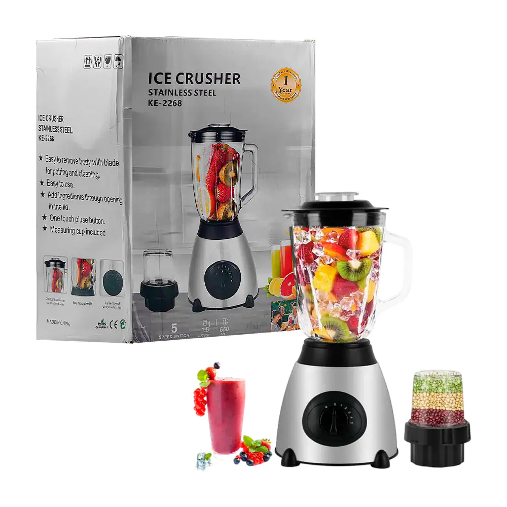 Kit 2 en 1 con licuadora eléctrica de 5 velocidades con vaso de vidri…