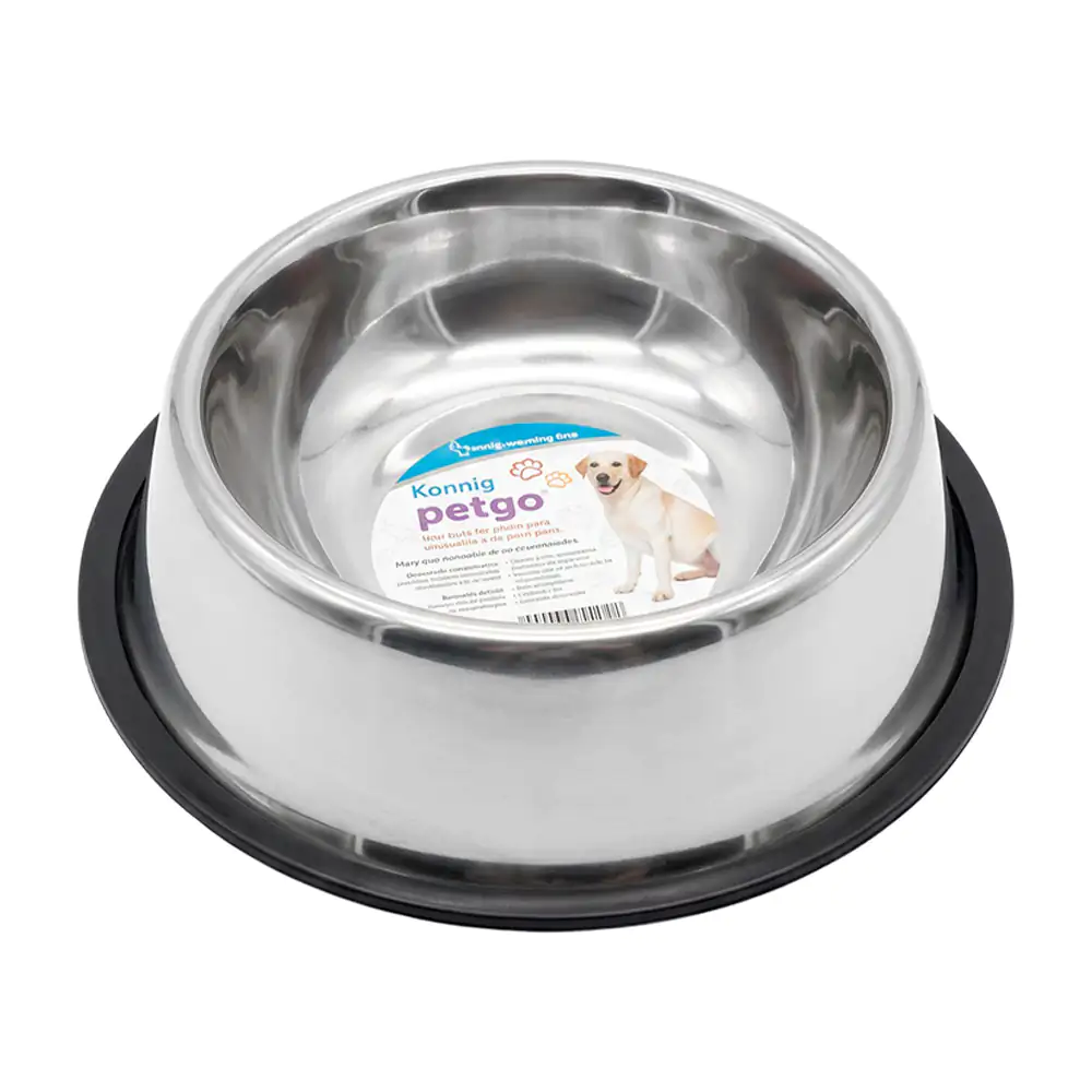 1pza Plato metálico mediano konning de acero inoxidable para mascotas…