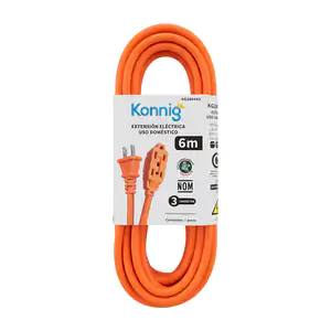 Extensión eléctrica doméstica naranja con longitud de 6m, clavija pla…