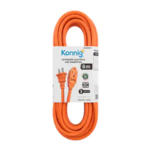 Extensión eléctrica doméstica naranja con longitud de 8m, clavija pla…