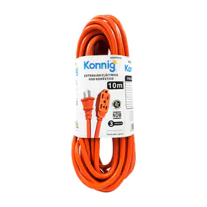 Extensión eléctrica doméstica naranja con longitud de 10m, clavija pl…