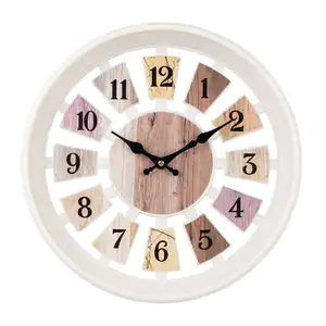 Reloj redondo 29cm para pared con marco blanco, números con textura a…