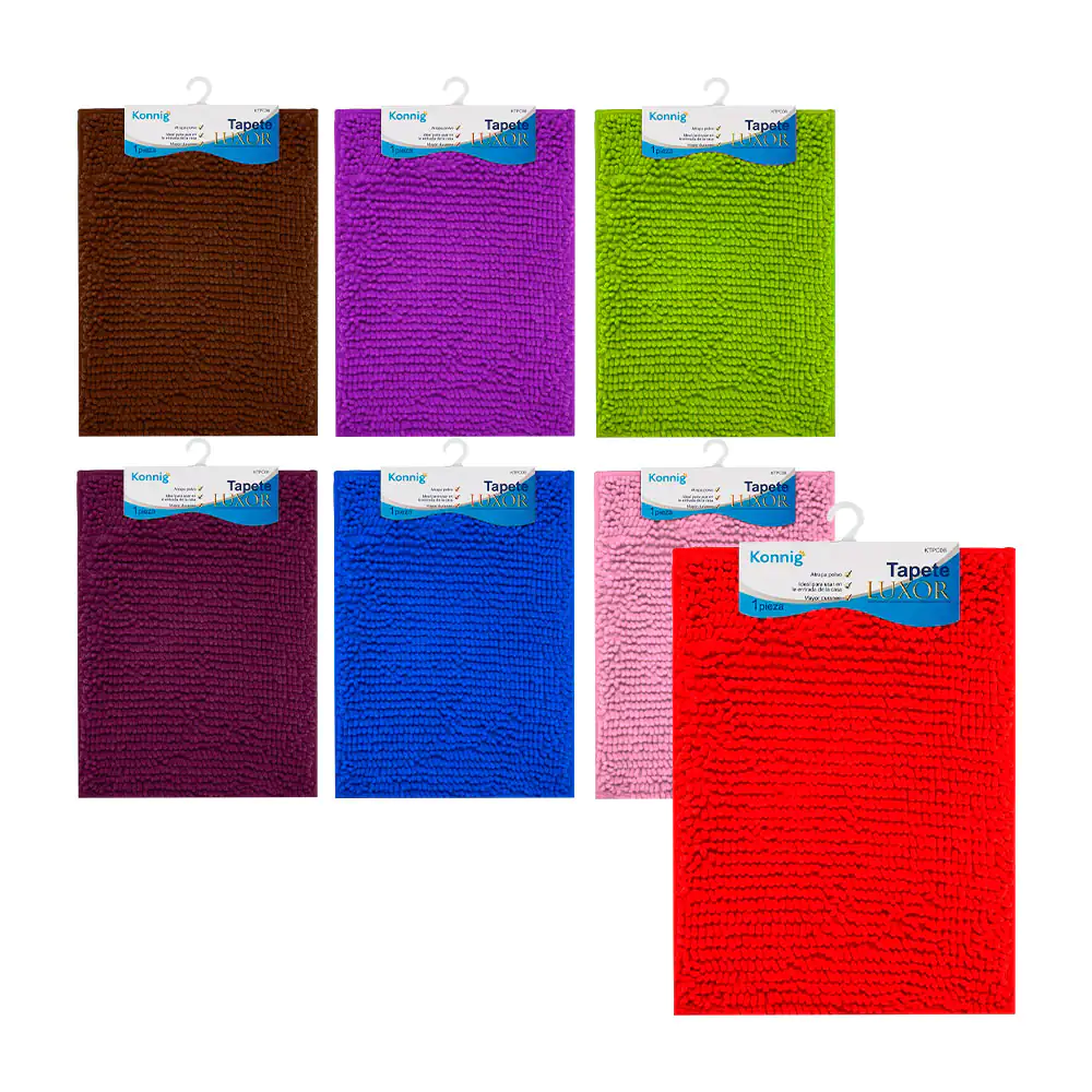 Tapete rectangular para baño konning con hebras tiro alto de microfibra, 60x40cm, variedad 