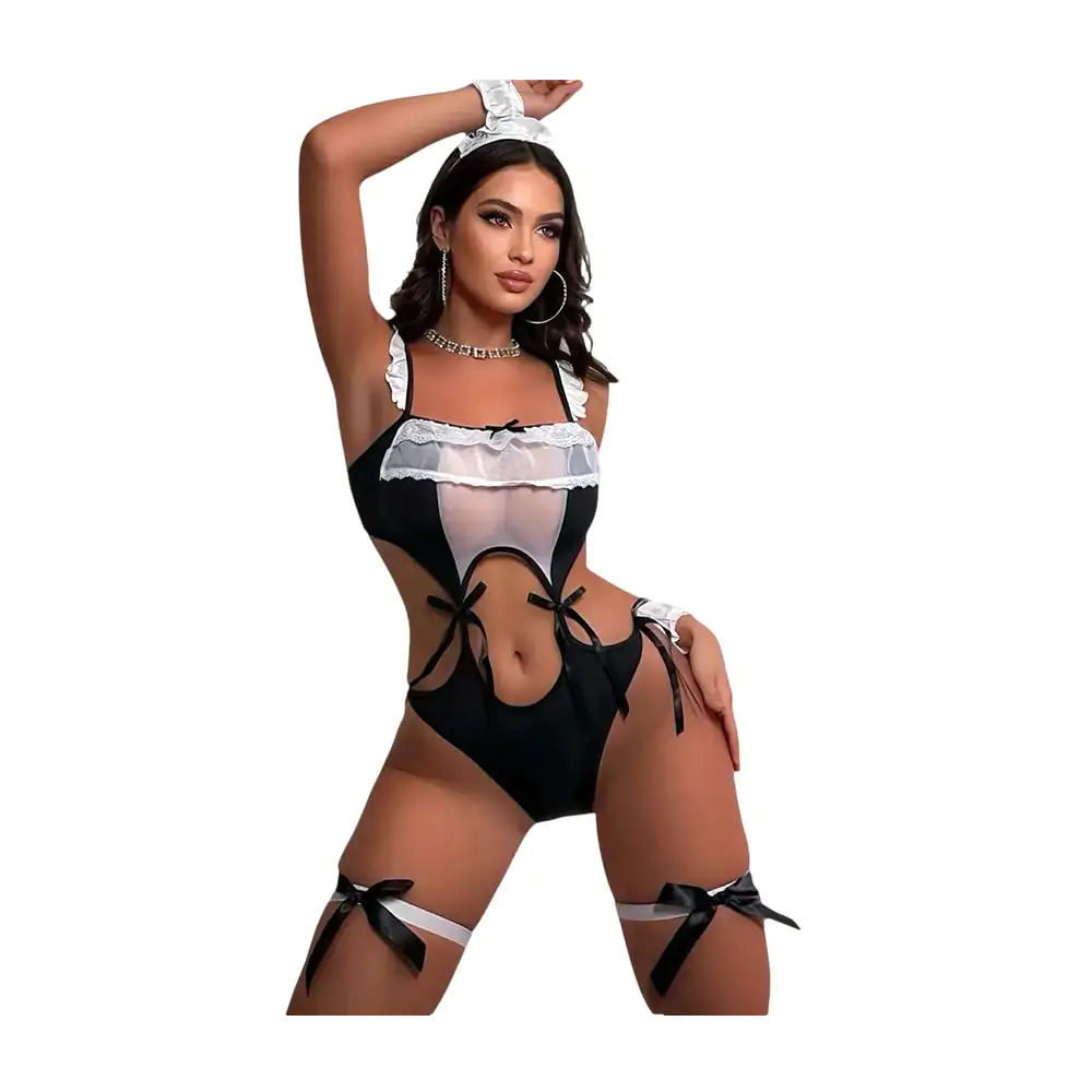 Lenceria disfraz con temática de mucama sexi + accesorios, variedad de tallas / l-g2425