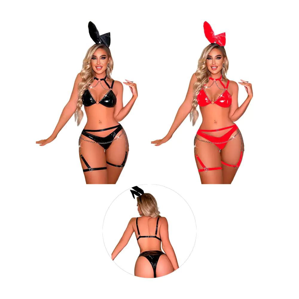 Lenceria disfraz con temática de conejita sexi + accesorios, variedad de tallas / l-q060