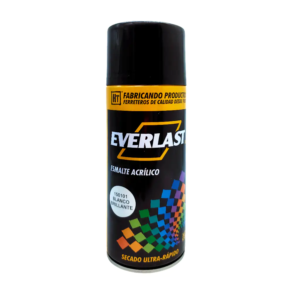 Pintura esmalte acrílico en aerosol everlast color blanco brillante, 400ml