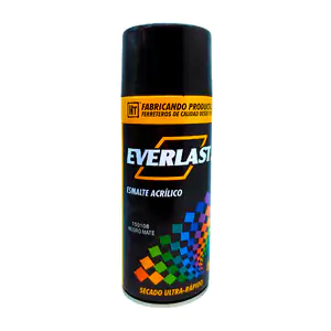 Pintura esmalte acrílico en aerosol everlast color negro mate, 400ml